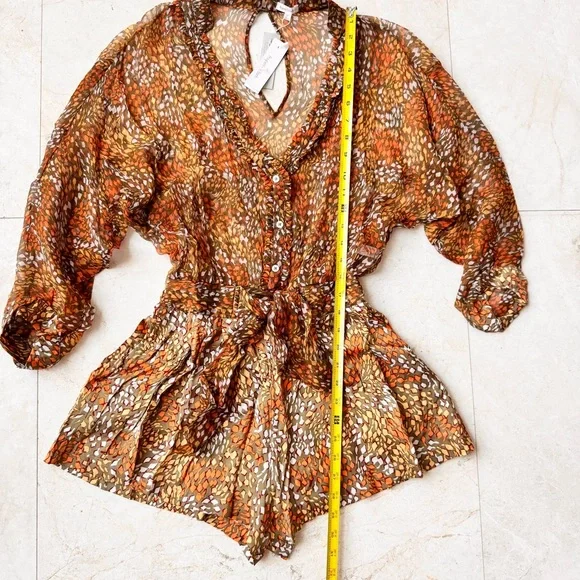 Poupette St Barth Silk Printed Short Romper Jumpsuit size XS - Picture 6 of 12